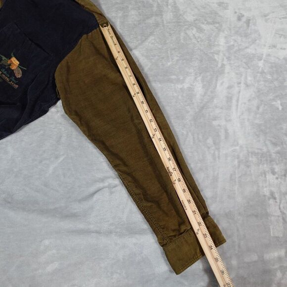 Vintage Nautica Corduroy Fisherman Button Shirt Mens M Oversized Two Tone - Picture 10 of 10